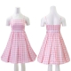 Costume barbie tenue de nuit vichy rose pour femme
