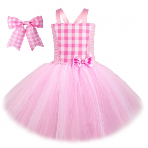 Costume barbie robe tutu vichy rose pour fille