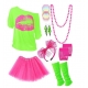 Accessoires années 80 vert et rose 8 pièces