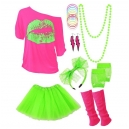 Accessoires ann&eacute;es 80 vert et rose 8 pi&egrave;ces