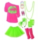 Accessoires années 80 rose et vert 8 pièces