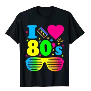 Tee shirt noir ann&eacute;es 80