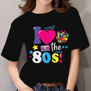 Tee shirt noir ann&eacute;es 80