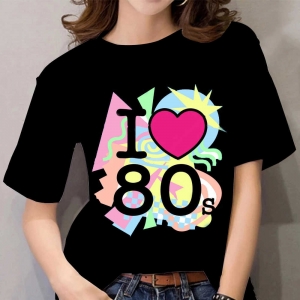 Tee shirt noir ann&eacute;es 80