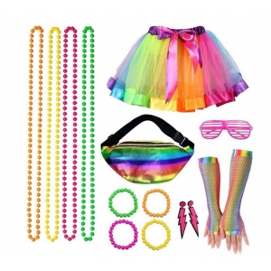 Ensemble jupe et accessoires arc en ciel ann&eacute;es 80