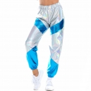 Pantalon surv&ecirc;tement holographique gris et fuchsia ann&eacute;es 80