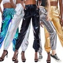 Pantalon surv&ecirc;tement holographique argent&eacute; et bleu ann&eacute;es 80