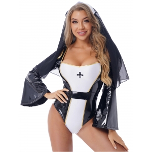 Costume nonne bonne soeur body vinyle