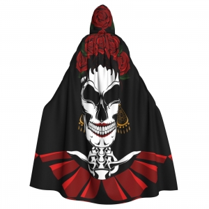 Costume cape noire et rouge le jour des morts