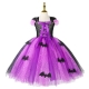 Costume Fille soicère violette tutu + balais + sac