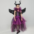 Costume Fille Mal&eacute;fique tutu violet avec ailes plumes