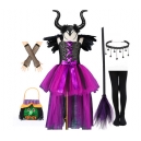 Costume Fille Mal&eacute;fique tutu violet avec ailes plumes