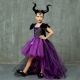 Costume Fille Maléfique tutu violet avec cornes et balais