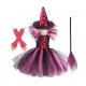 Costume Fille socricère tutu multicolore avec balais