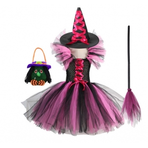 Costume Fille sorci&egrave;re tutu rose et 3 accessoires