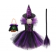 Costume Fille sorcière tutu violet et 3 accessoires