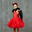Costume Fille diablesse tutu rouge avec les gants