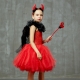 Costume Fille diablesse tutu rouge avec les gants