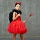 Costume Fille diablesse tutu rouge avec les gants