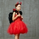 Costume Fille diablesse tutu rouge avec les gants