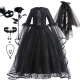 Costume Fille sorcière noire et rouge