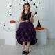 Costume Fille sorcière fleurs noire et orange + 6 accessoires