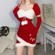Robe robe mère noël avec noeud blanc