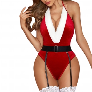 Lingerie body avec porte jarretelles sexy m&egrave;re no&euml;l