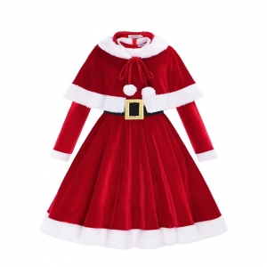 Costume robe et cape m&egrave;re no&euml;l filette