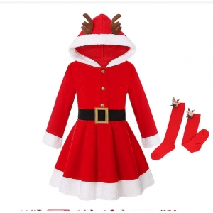 Costume robe et chaussettes no&euml;l filette