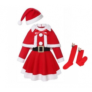 Costume robe et chaussettes no&euml;l filette