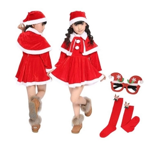 Costume robe et chaussettes no&euml;l filette