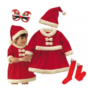 Costume robe et chaussettes no&euml;l filette