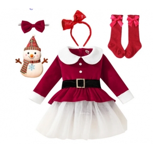 Costume robe et chaussettes no&euml;l filette