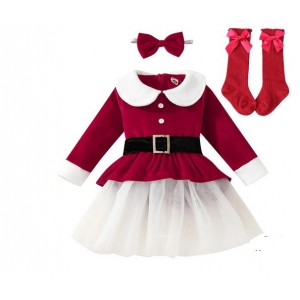 Costume robe et chaussettes no&euml;l filette