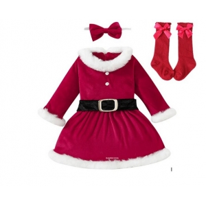 Costume robe et chaussettes no&euml;l filette