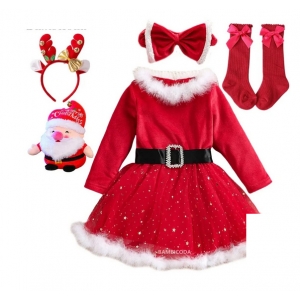 Costume robe et chaussettes no&euml;l filette