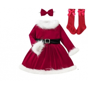 Costume robe et chaussettes no&euml;l filette