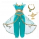 Costume pour fille Yasmine Aladdin avec perruque et la lampe