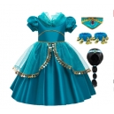 Costume pour fille Yasmine Aladdin avec perruque et la lampe