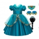Costume pour fille Yasmine Aladdin avec perruque et la lampe