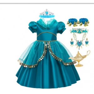 Costume pour fille robe jasmine Aladdin avec la lampe