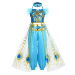 Costume pour fille jasmine Aladdin avec la lampe et bijoux