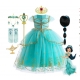 Costume pour fille robe jasmine Aladdin avec perruque