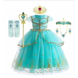 Costume pour fille robe jasmine Aladdin avec accessoires