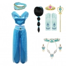 Costume pour fille Yasmine Aladdin avec la lampe et perruque