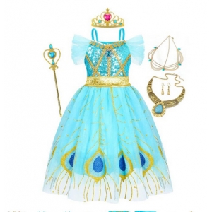 Costume pour fille robe jasmine Aladdin avec accessoires