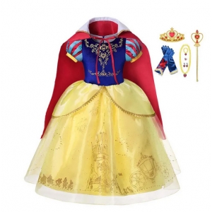 Costume Blanche neige avec la paire de gants et parure de bijoux