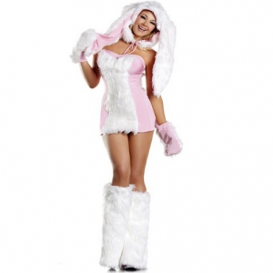 Costume Bunny lapin avec chapeau, gants et jambi&egrave;re