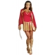 Costume gladiatrice rouge et dorée